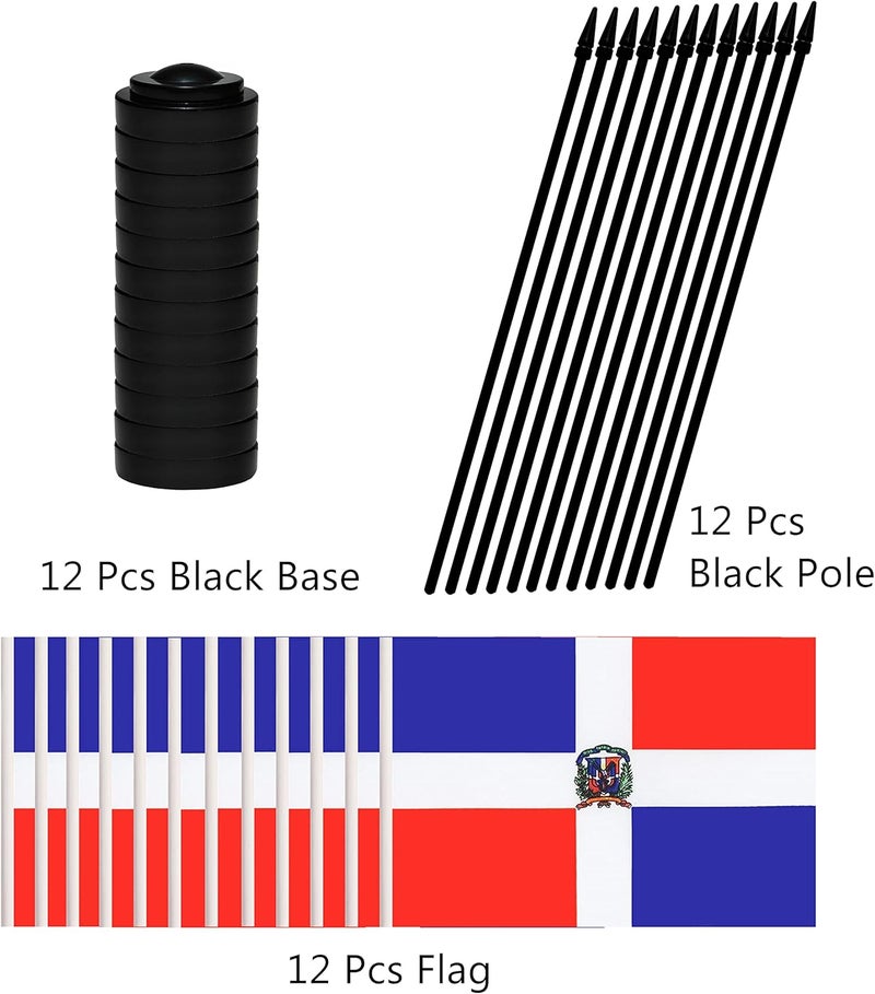 BCLin 12 Pack Dominica Desk Flags Set, Dominican Small Mini Table Office Flags with 12" Solid Black Pole, 8.2 x 5.5 Inches, Home and Office Decoration, Festival Celebrations - Image 3